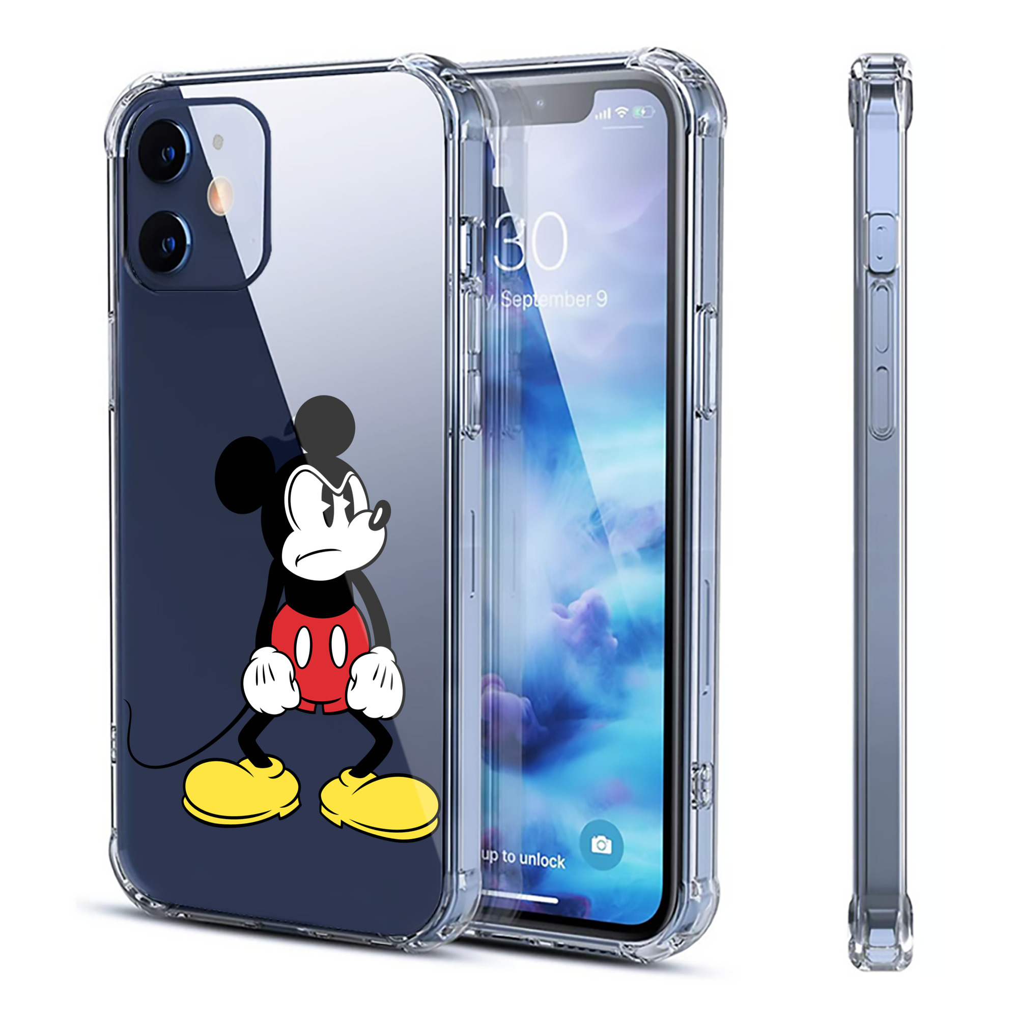 （画像用） ミッキーマウス Mickey Mouse 【iPhone 12シリーズ対応】透明スマホケース（クリアソフトケース）
